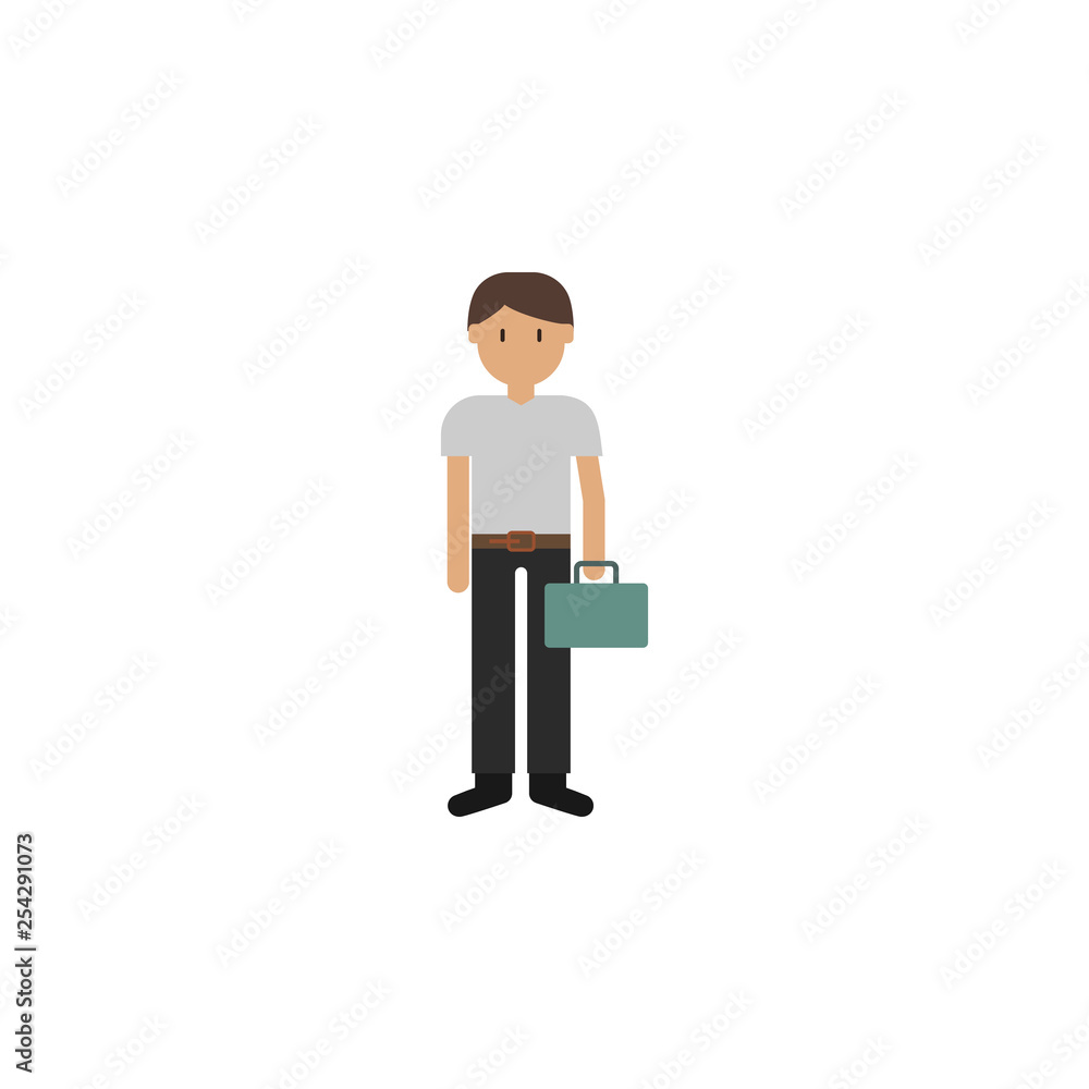 Man, suitcase cartoon icon. Element of color travel icon. Premium quality graphic design icon. Signs and symbols collection icon for websites, web design, mobile app