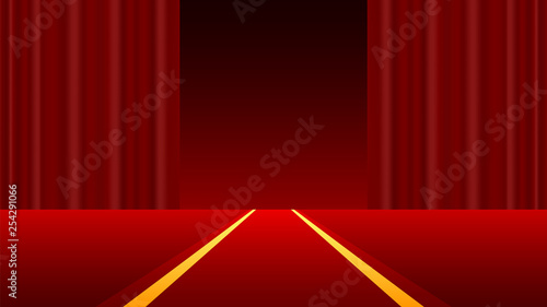 Red carpet ceremonial vip event or head of state visit realistic image with gold barriers