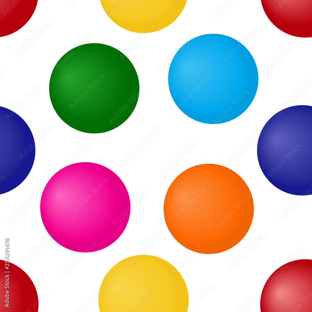 Seamless pattern with bright colorful spheres isolated on white background. Vector illustration Seamless pattern with bright colorful spheres isolated on white background. Vector illustration