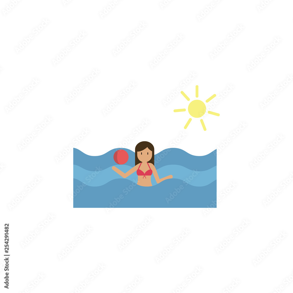 Beach, woman, sea cartoon icon. Element of color travel icon. Premium quality graphic design icon. Signs and symbols collection icon for websites, web design, mobile app Beach, woman, sea cartoon icon. Element of color travel icon. Premium quality graphic design icon. Signs and symbols collection icon for websites, web design, mobile app