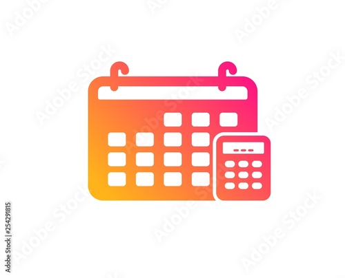 Calendar with calculator icon. Accounting sign. Calculate finance symbol. Classic flat style. Gradient calendar icon. Vector © blankstock