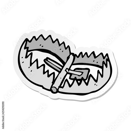 sticker of a cartoon bear trap