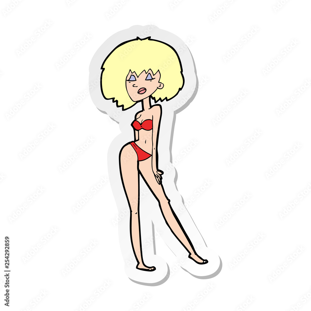 sticker of a cartoon woman in bikini sticker of a cartoon woman in bikini