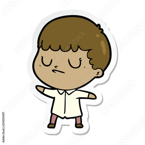 sticker of a cartoon grumpy boy