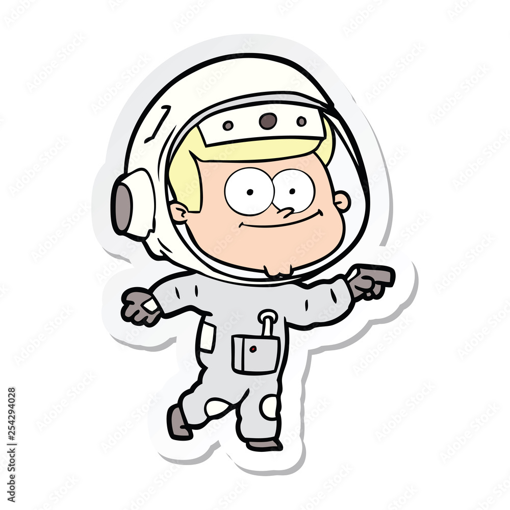 sticker of a happy astronaut cartoon sticker of a happy astronaut cartoon