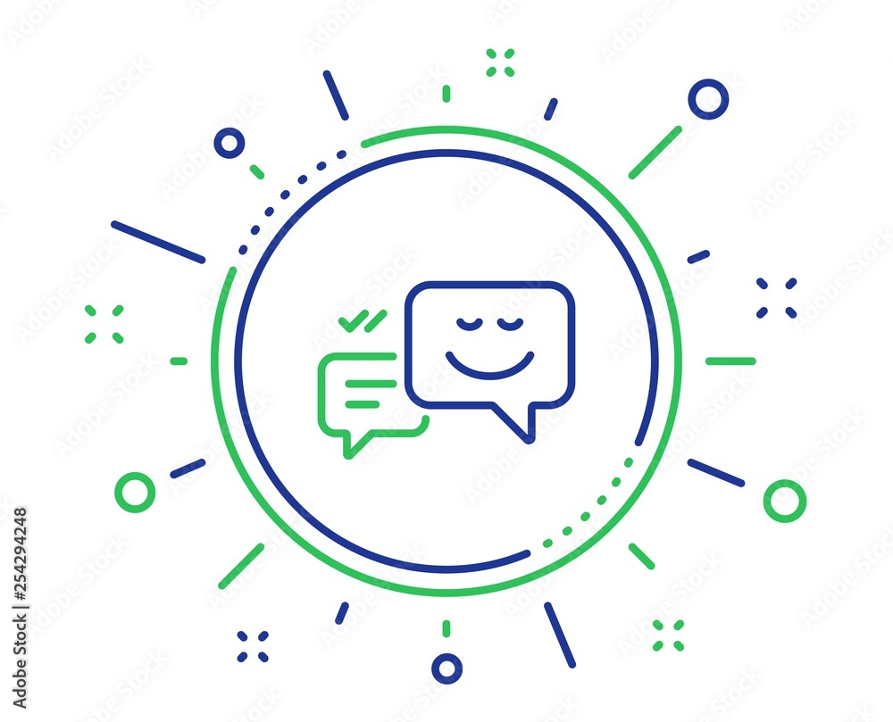 Message speech bubbles with Smile line icon. Chat emotion sign. Quality design elements. Technology happy emotion button. Editable stroke. Vector Message speech bubbles with Smile line icon. Chat emotion sign. Quality design elements. Technology happy emotion button. Editable stroke. Vector