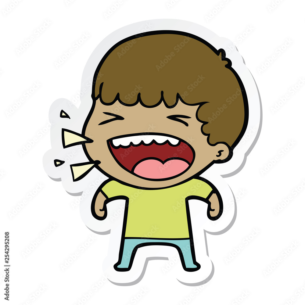 sticker of a cartoon laughing man sticker of a cartoon laughing man