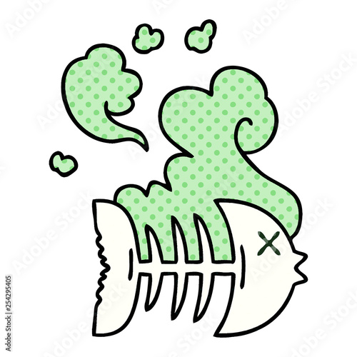 quirky comic book style cartoon dead fish