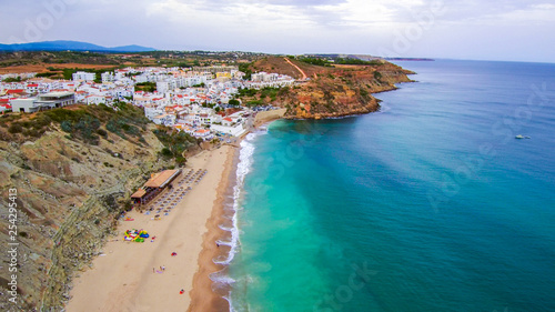 Fototapeta Naklejka Na Ścianę i Meble -  Aerial view in beach of Algarve. Portugal. Drone Photo