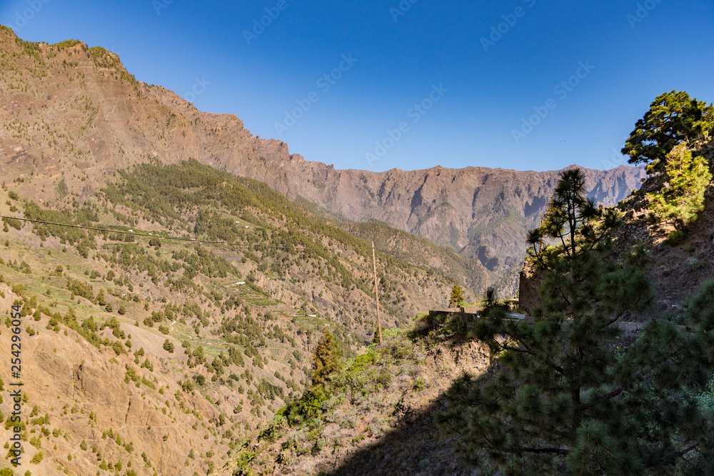 At the hiking trail National Park Caldera de Taburiente near Los Llanos de Aridane, La Palma Islands, Spain