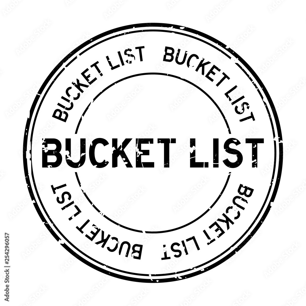 Grunge black bucket list word round rubber seal business stamp on white background Grunge black bucket list word round rubber seal business stamp on white background