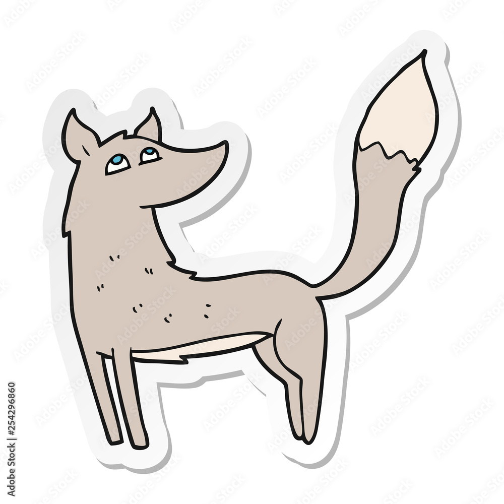 sticker of a cartoon wolf sticker of a cartoon wolf