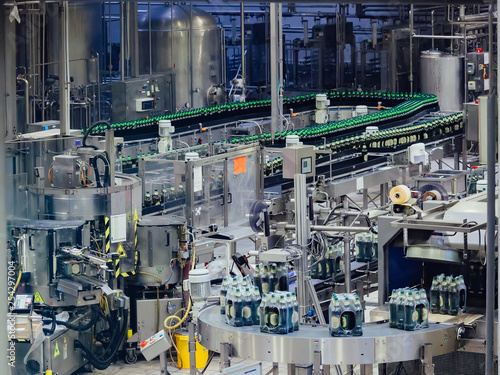 Automated beer bottling and packaging production line