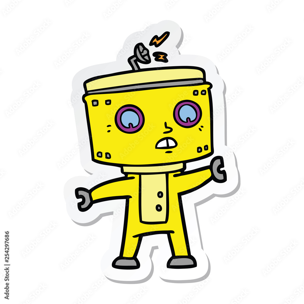 sticker of a cartoon robot