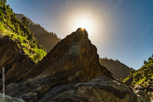 At the hiking trail National Park Caldera de Taburiente near Los Llanos de Aridane, La Palma Islands, Spain