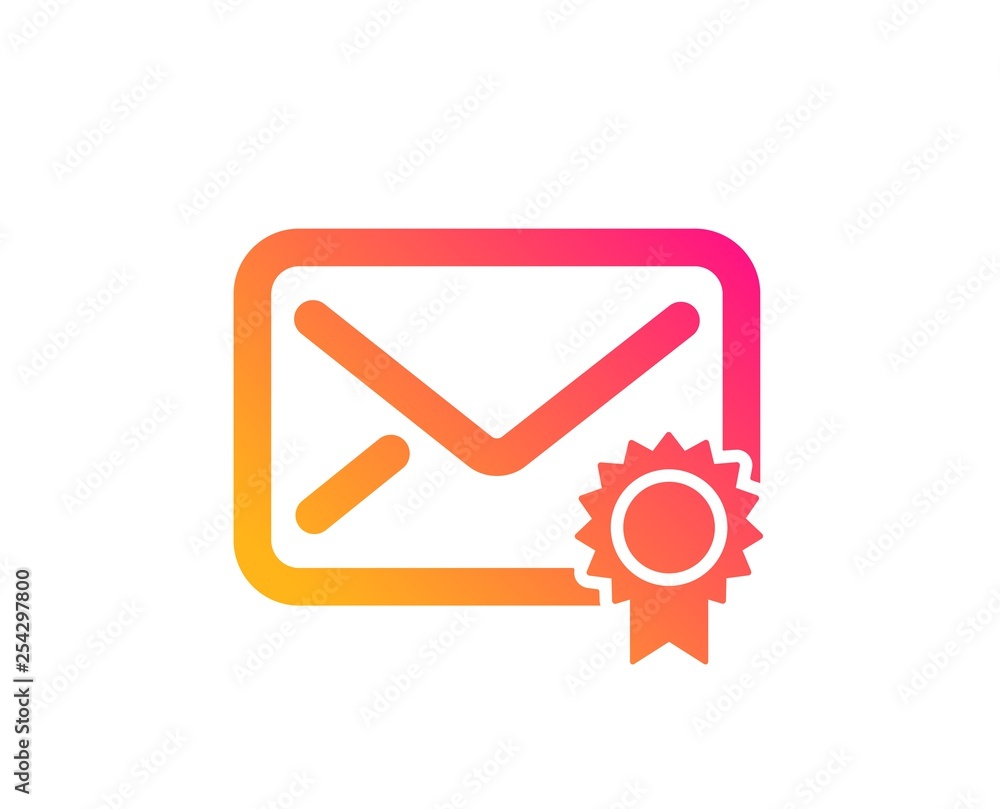 Verified Mail icon. Confirmed Message correspondence sign. E-mail symbol. Classic flat style. Gradient verified Mail icon. Vector Verified Mail icon. Confirmed Message correspondence sign. E-mail symbol. Classic flat style. Gradient verified Mail icon. Vector