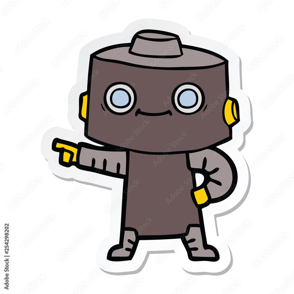 sticker of a cartoon robot sticker of a cartoon robot