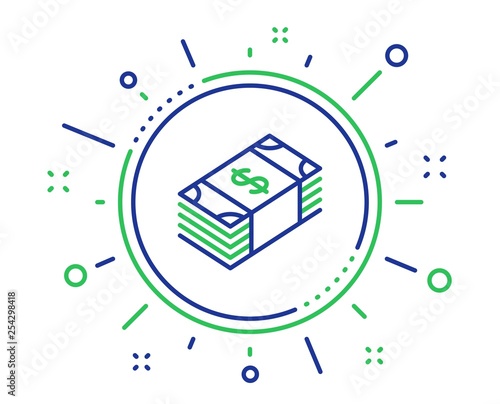 Cash money line icon. Banking currency sign. Dollar or USD symbol. Quality design elements. Technology usd currency button. Editable stroke. Vector