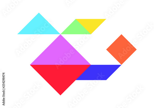 Color tangram puzzle in helicopter shape on white background (Vector)