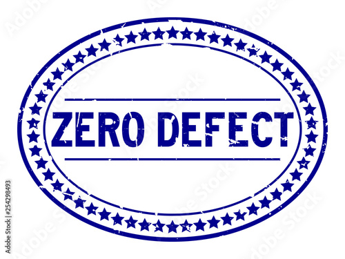 Grunge zero defect word oval rubber seal stamp on white background