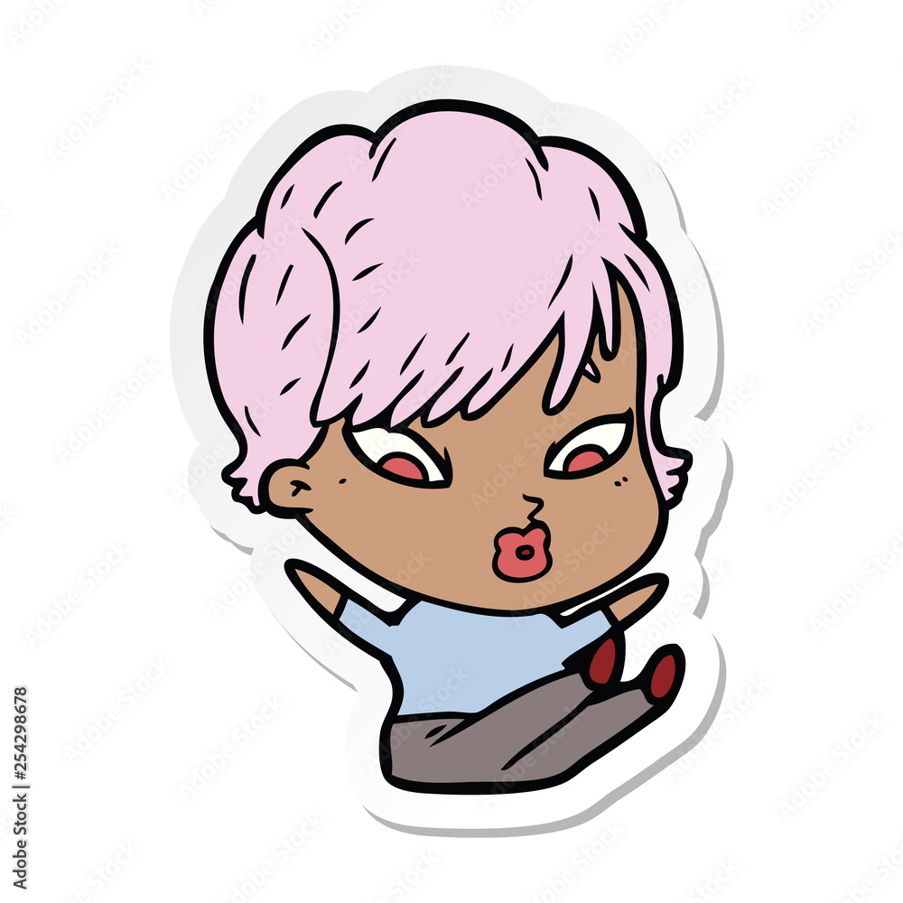 sticker of a cartoon woman sticker of a cartoon woman
