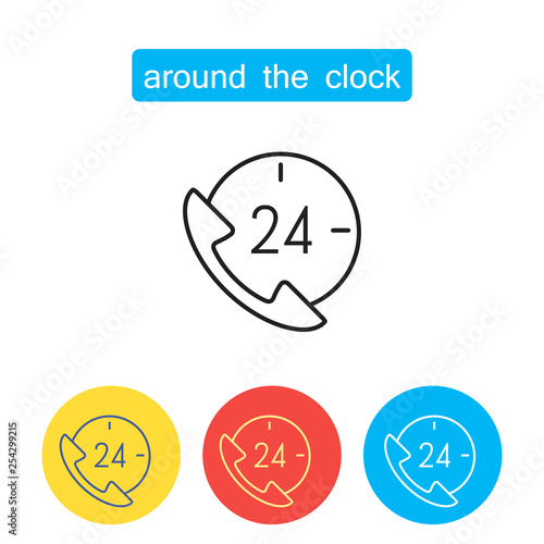 Around the clock, twenty four hour icon.