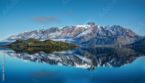 Snowy mountain on a cold winter day in New Zealand