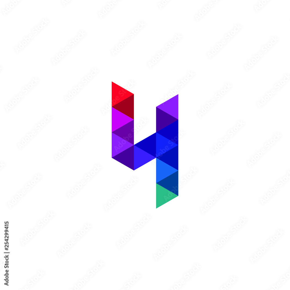 Number 4 Polygon Colorful Numerical Alphabet Geometric Logo Vector Number 4 Polygon Colorful Numerical Alphabet Geometric Logo Vector