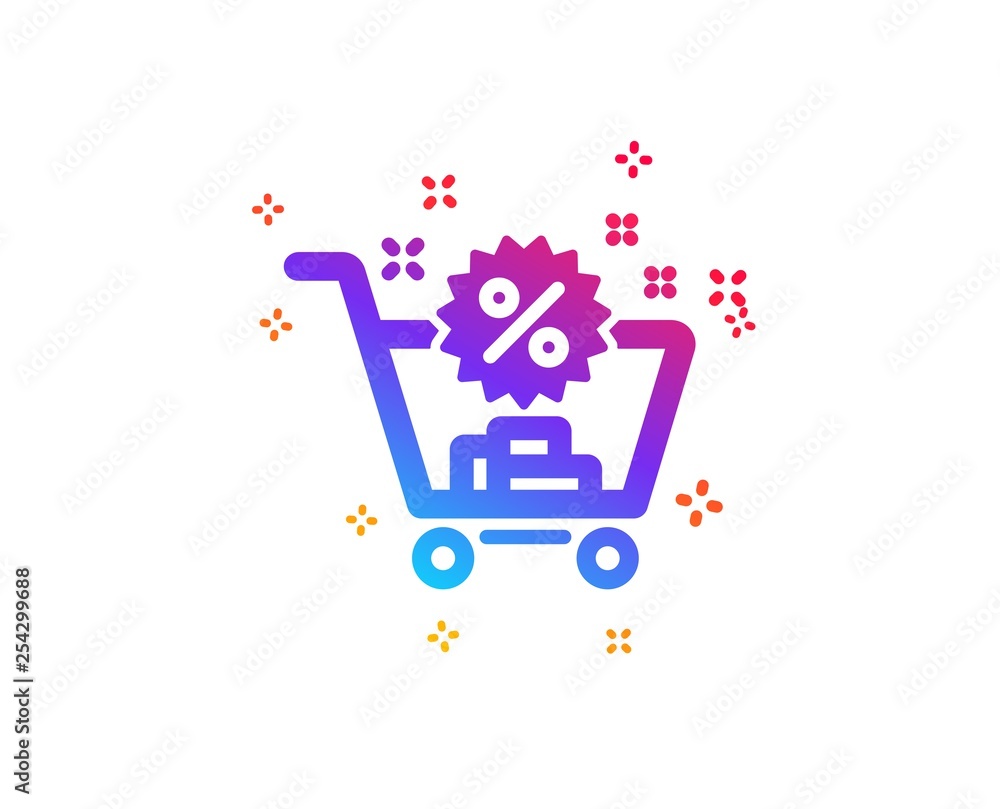 Shopping cart icon. Sale discounts sign. Clearance symbol. Dynamic shapes. Gradient design shopping cart icon. Classic style. Vector Shopping cart icon. Sale discounts sign. Clearance symbol. Dynamic shapes. Gradient design shopping cart icon. Classic style. Vector