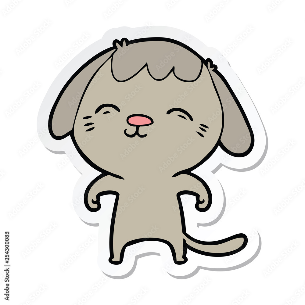 sticker of a happy cartoon dog