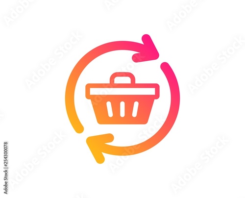 Update Shopping cart icon. Online buying sign. Supermarket basket symbol. Classic flat style. Gradient refresh cart icon. Vector