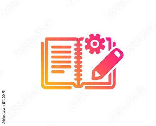 Engineering documentation icon. Technical instruction sign. Classic flat style. Gradient engineering documentation icon. Vector