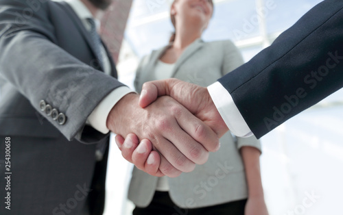 friendly handshake of business people.