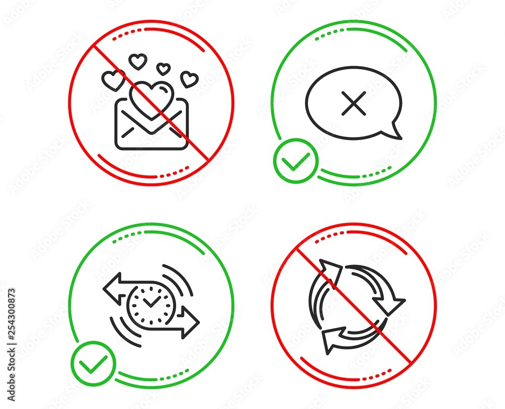 Do or Stop. Love mail, Reject and Timer icons simple set. Recycle sign. Valentines letter, Delete message, Stopwatch. Recycling waste. Technology set. Line love mail do icon. Prohibited ban stop Do or Stop. Love mail, Reject and Timer icons simple set. Recycle sign. Valentines letter, Delete message, Stopwatch. Recycling waste. Technology set. Line love mail do icon. Prohibited ban stop
