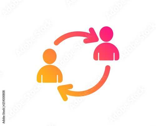 Teamwork icon. User communication or Human resources. Profile Avatar sign. Person silhouette symbol. Classic flat style. Gradient user communication icon. Vector