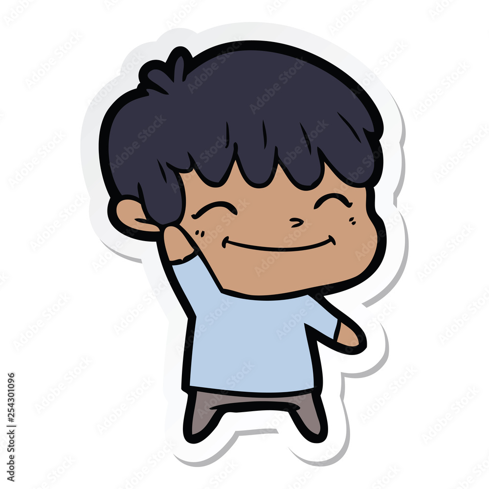 sticker of a happy cartoon boy sticker of a happy cartoon boy
