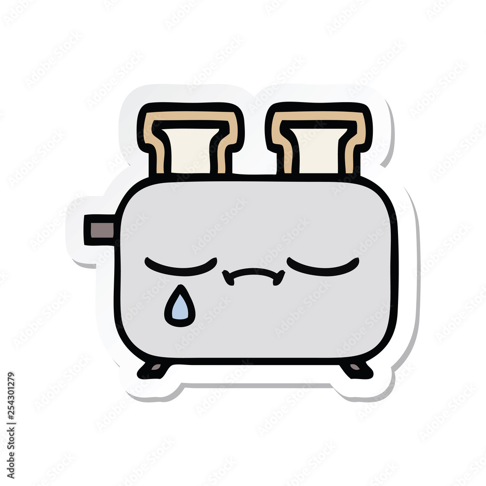 sticker of a cute cartoon of a toaster sticker of a cute cartoon of a toaster