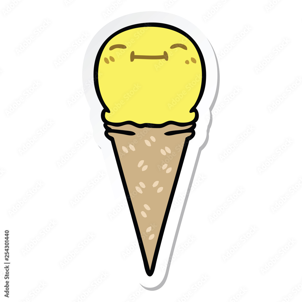 sticker of a quirky hand drawn cartoon happy ice cream sticker of a quirky hand drawn cartoon happy ice cream
