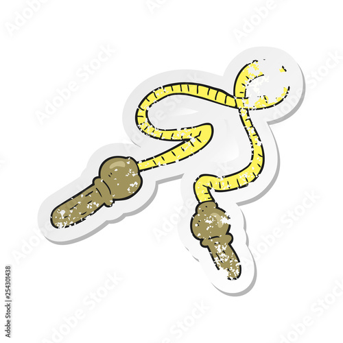 retro distressed sticker of a cartoon skipping rope