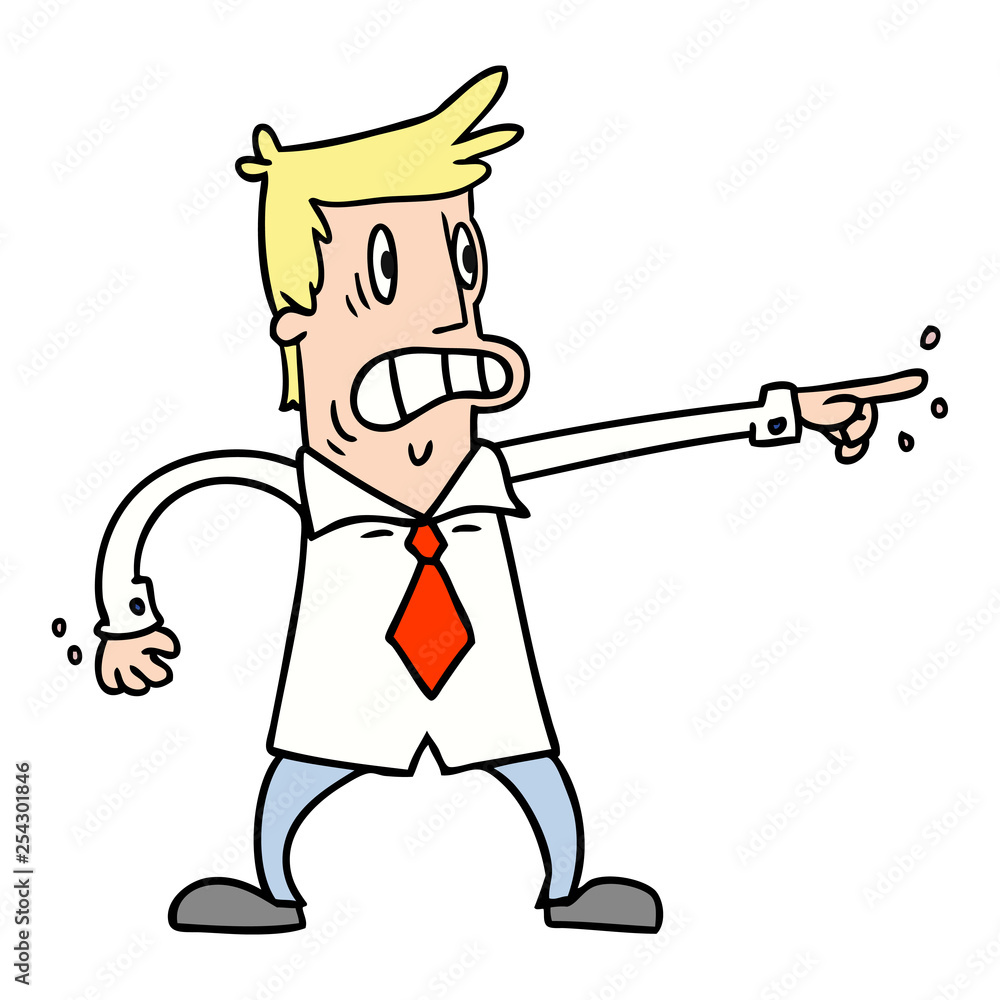 cartoon doodle man pointing looking worried Stock Vector | Adobe Stock