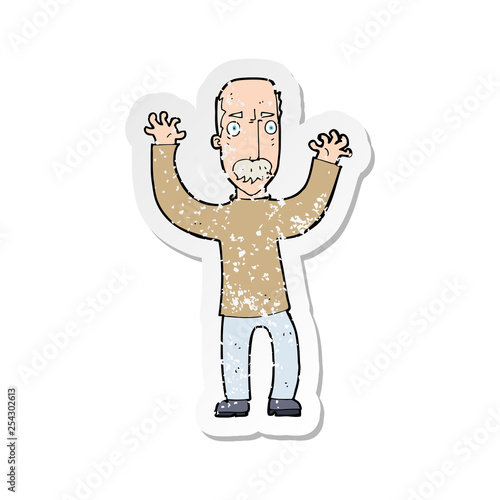 retro distressed sticker of a cartoon angry dad