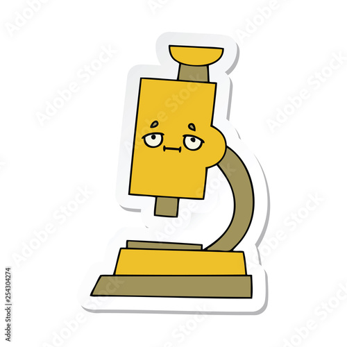 sticker of a cute cartoon microscope