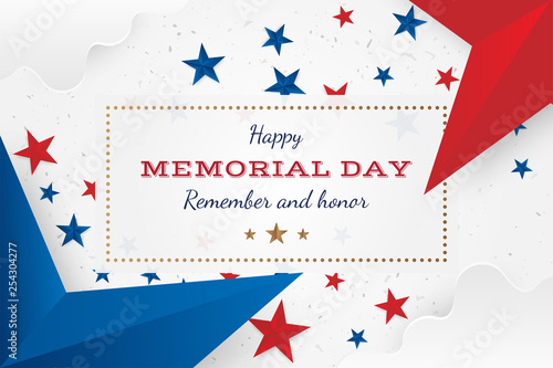 Happy memorial day. Greeting card with stars. National American holiday event. Flat Vector illustration EPS10