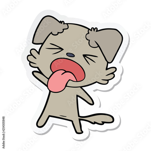 sticker of a cartoon disgusted dog