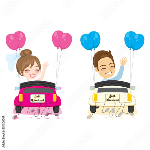 Just divorced couple happy break up amicable divorce concept