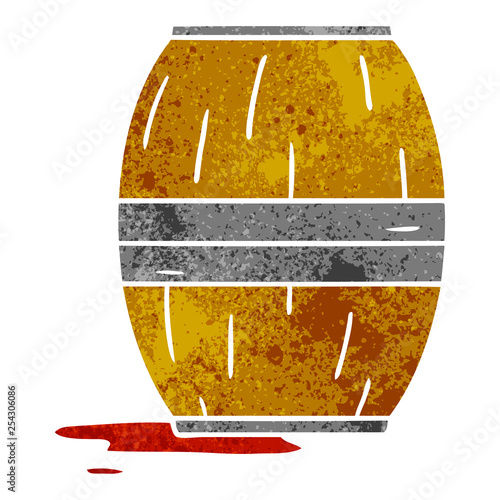 retro cartoon doodle of a wine barrel
