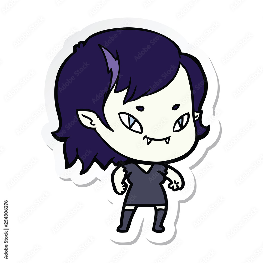 sticker of a cartoon friendly vampire girl sticker of a cartoon friendly vampire girl