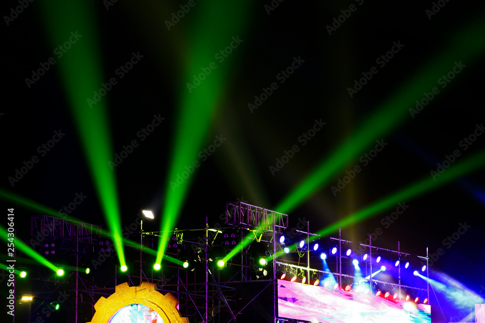 Stage lighting effect in the dark, close-up pictures