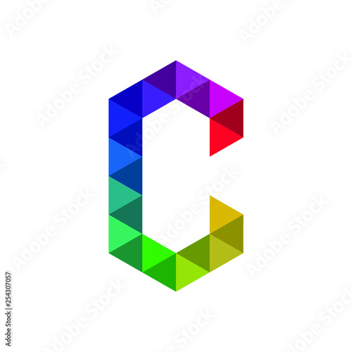 Letter C Colorful Polygon Font Alphabet Geometric Logo Vector 