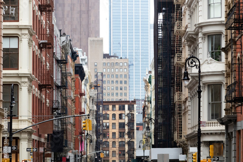 Photography Crowded old buildings at the intersection of Broome and Greene Streets in SoHo N